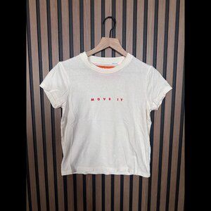 Mother T Shirt XS Womens Ivory Superior Short Sleeve 100% Cotton 'Move it'